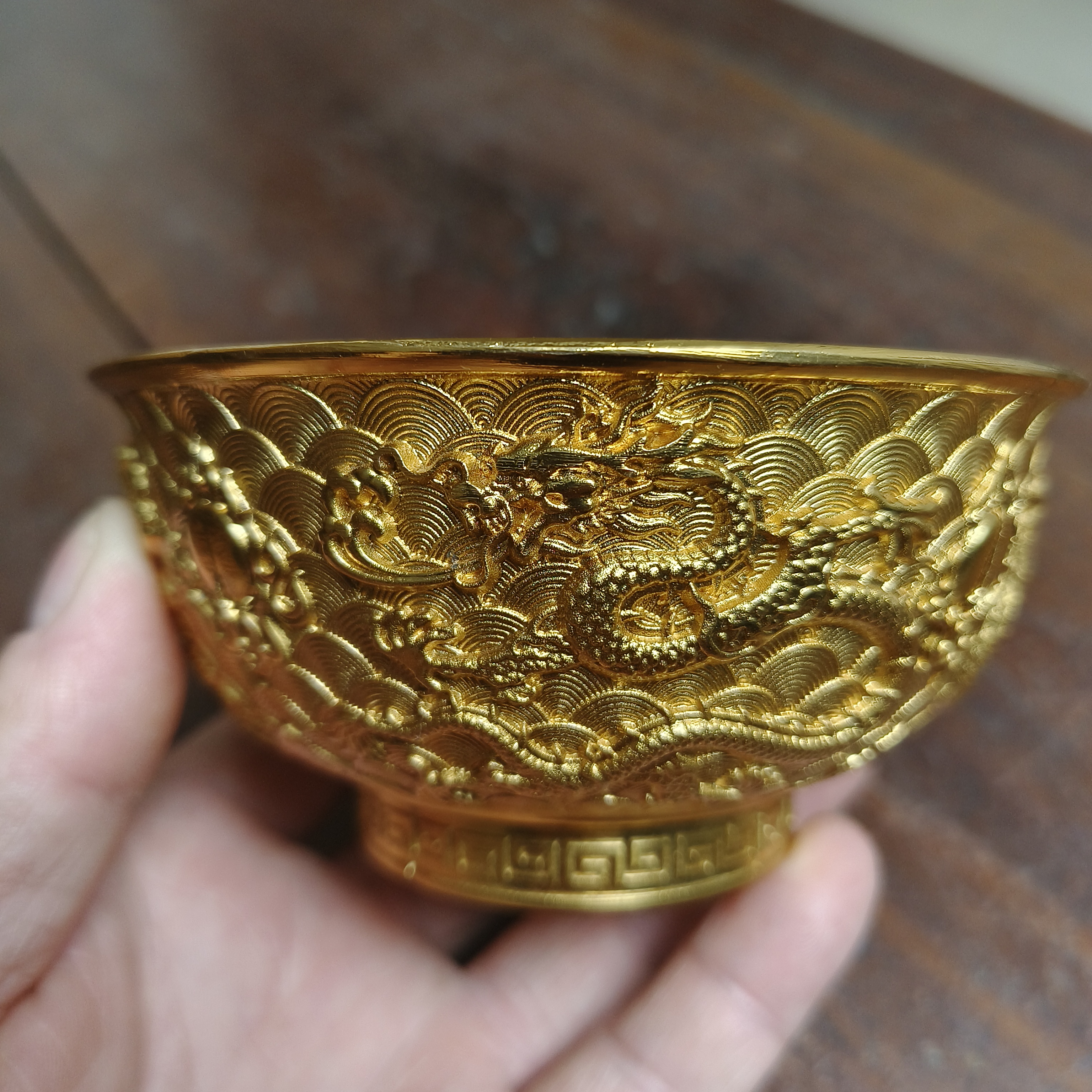 现代工艺品C003浮雕双龙戏珠碗现代复古摆件精美创意摆件