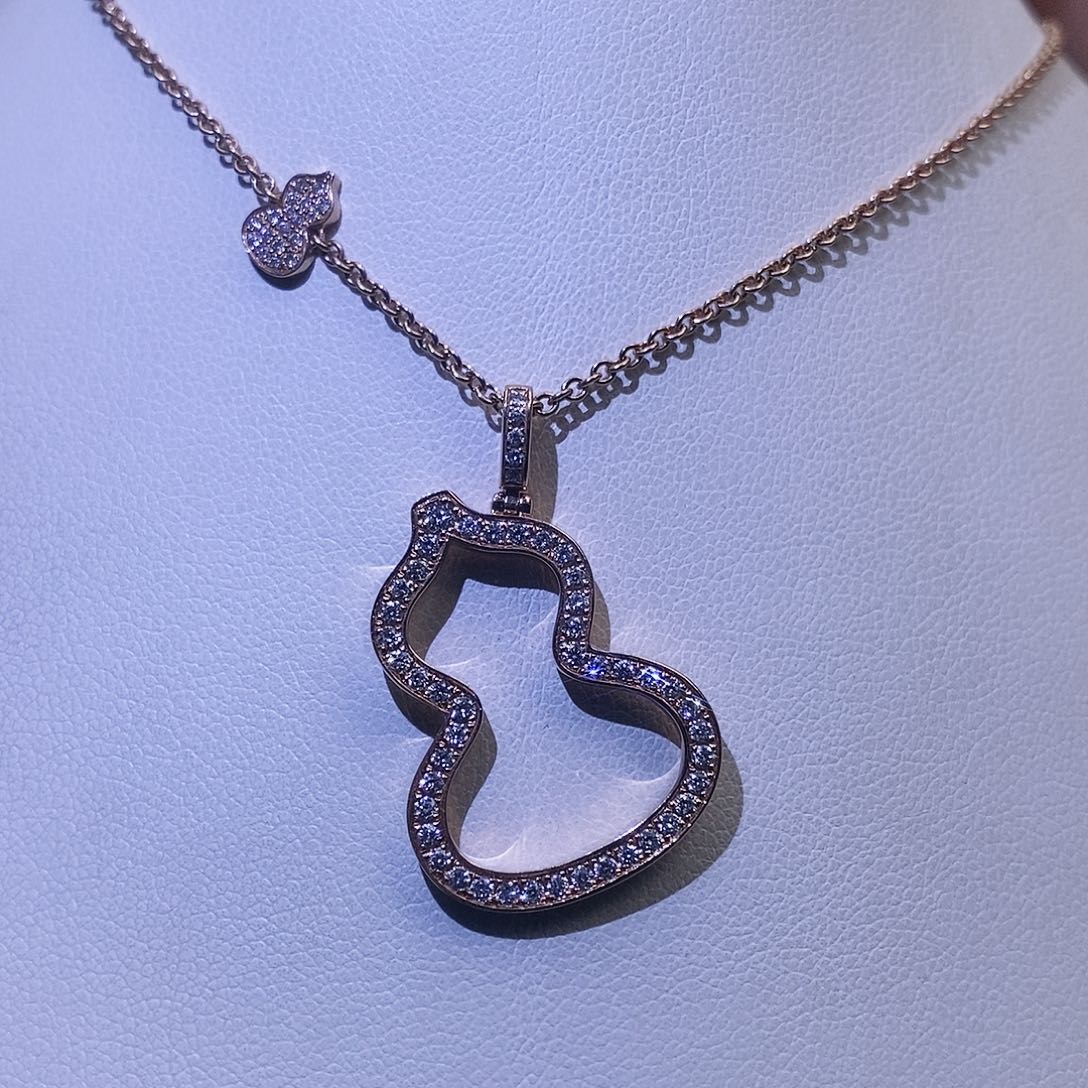 钻石颈饰18K金镶嵌葫芦项链k玫