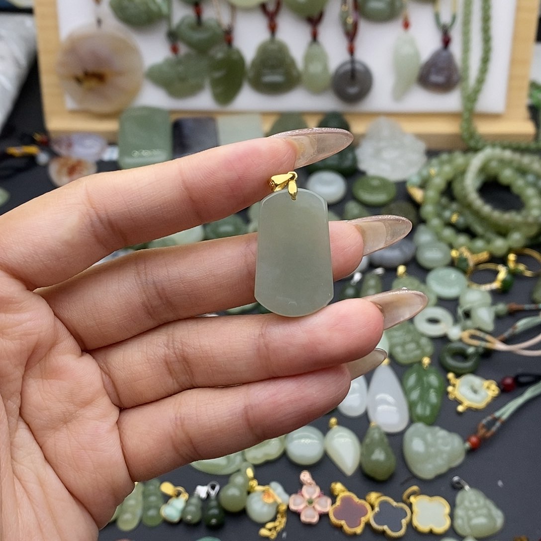 和田玉吊坠(不含链)银S925镶嵌