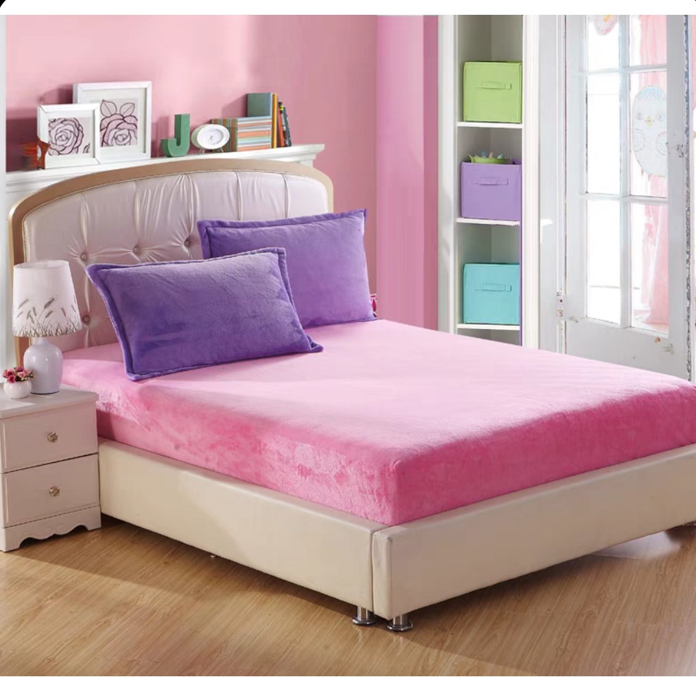 小华约100*200玫粉色加厚牛奶绒床笠发1微瑕