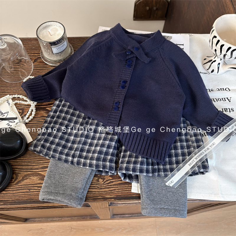 女童秋冬套装2025秋新款韩版童装女宝宝加厚两件套P441