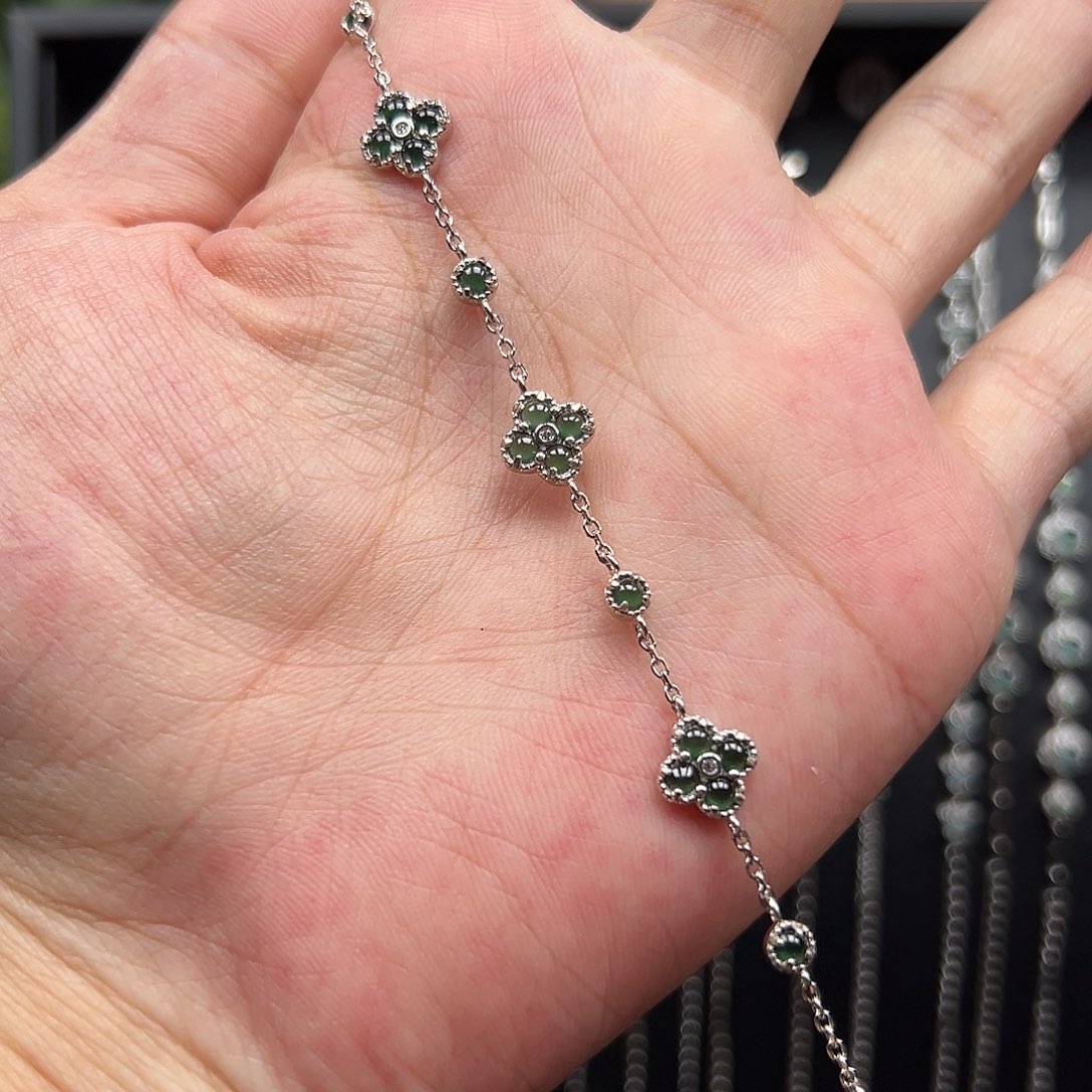 银S925镶嵌手链翡翠8888