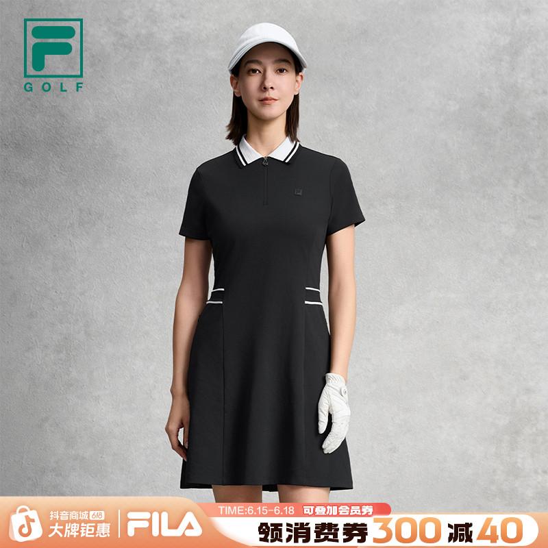 FILA斐乐女夏季防晒透气运动高尔夫连衣裙短袖POLO裙A11W635308F