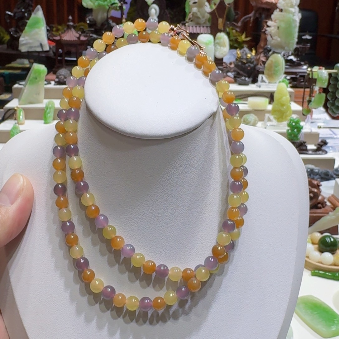 和田玉未镶嵌挂件和田玉多宝卡6米108项链