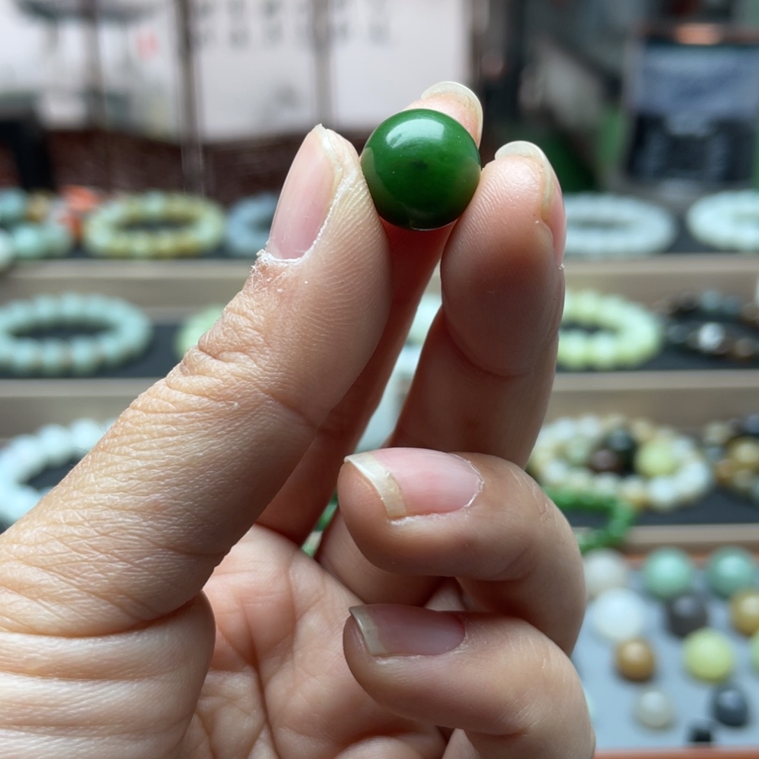 和田玉（碧玉）单珠12未镶嵌