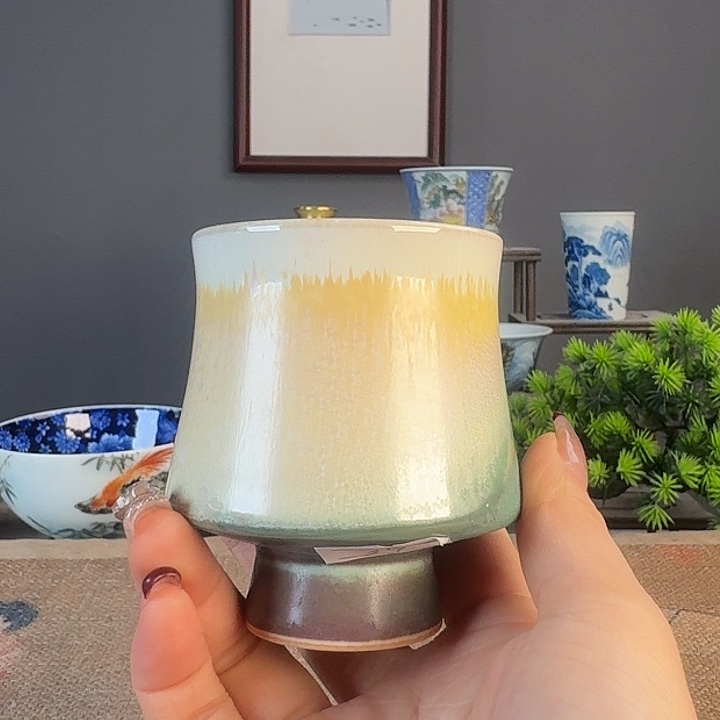 摆件景德柴烧茶杯多人