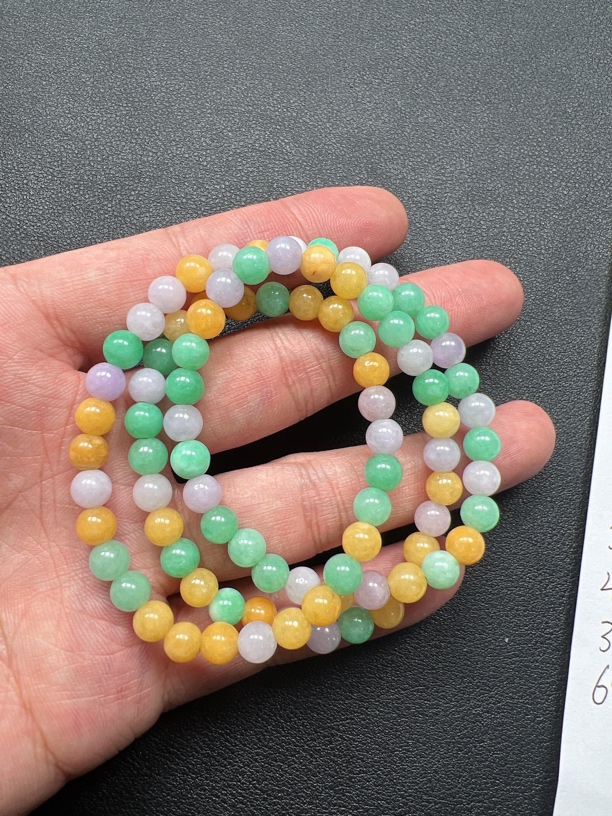 44号缅料胶感多宝三彩项链卡6mm3圈随机发一件多样性长链彩色女款