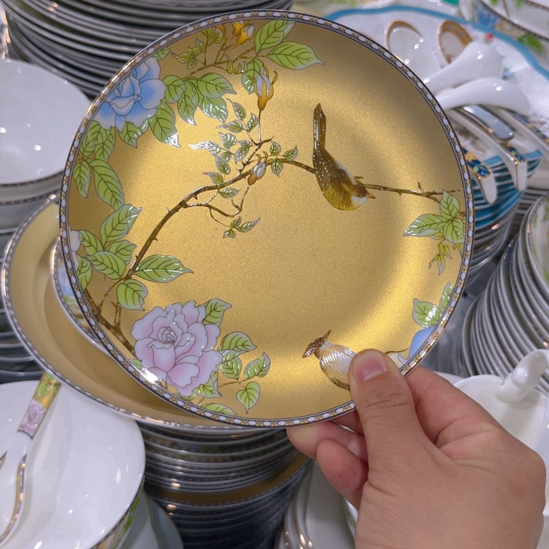 瓷片琴瑟和鸣六寸骨碟六个微瑕