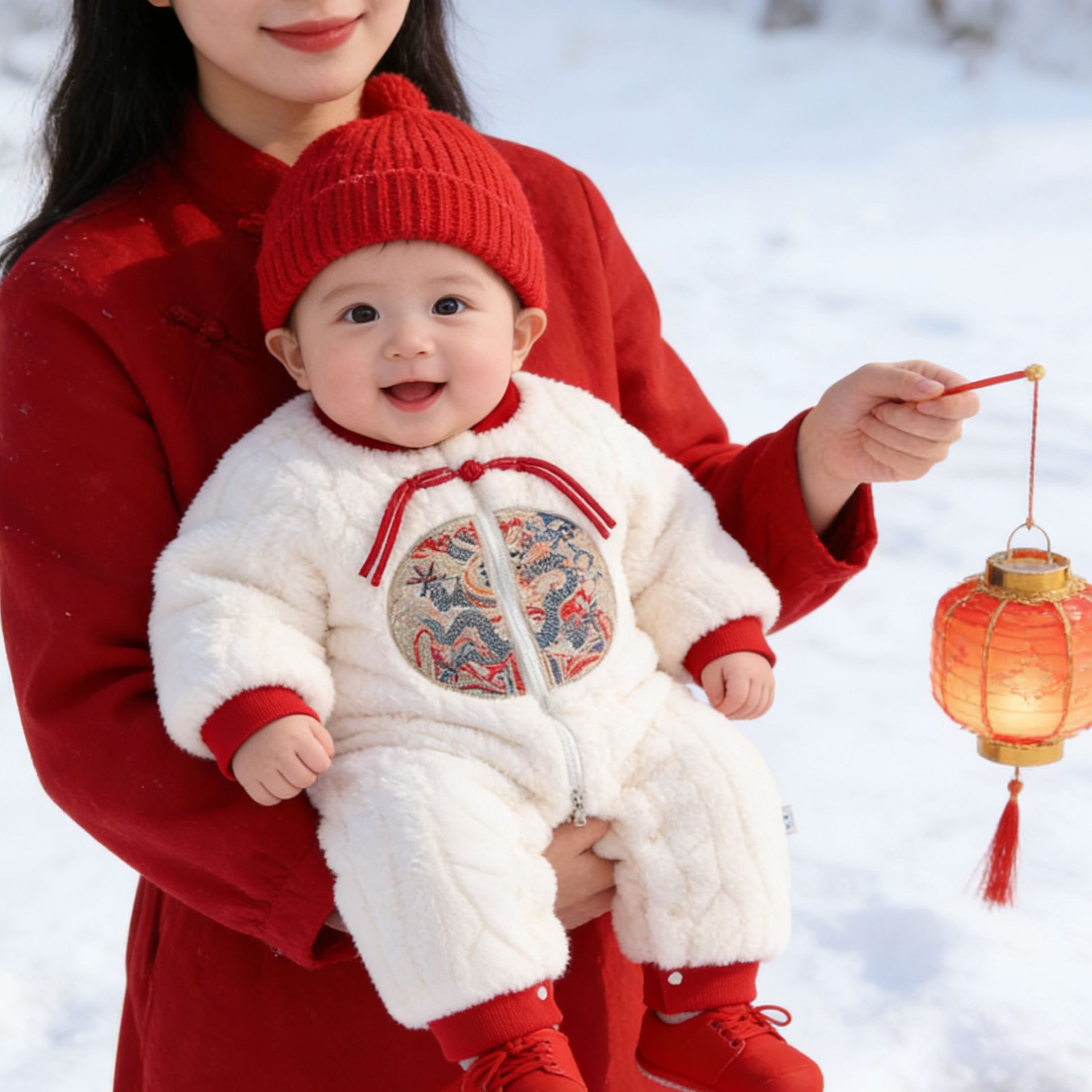 DUUDUU【贝嘉乐专属】H冬季加厚加绒连体衣婴儿厚棉衣婴儿国风外出