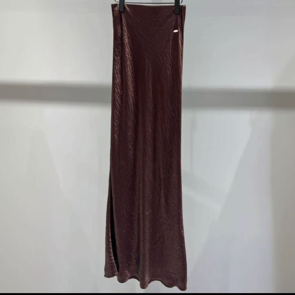 WIWH半裙/复古气质缎面修身半裙