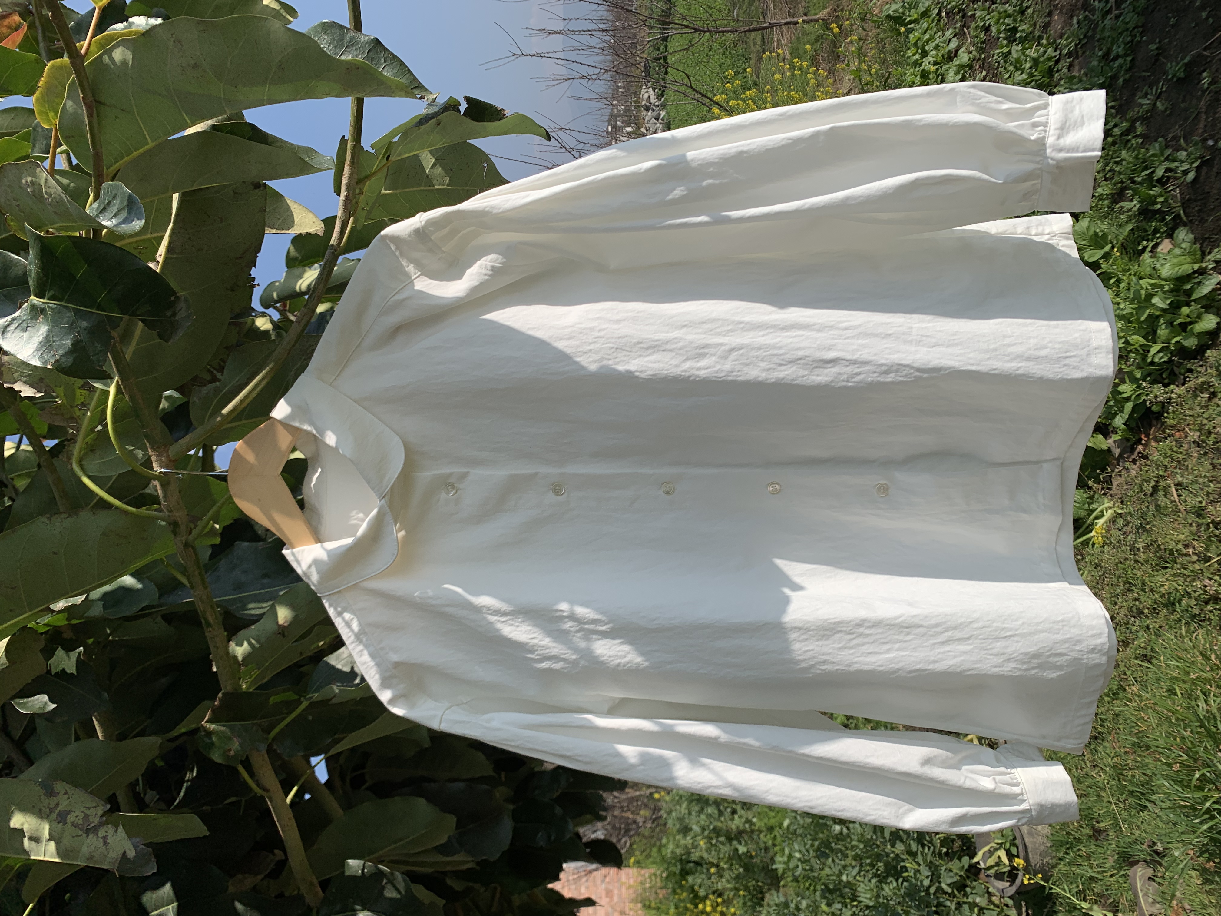 秋屿moment 自制 宽松百搭时尚系扣长袖衬衫