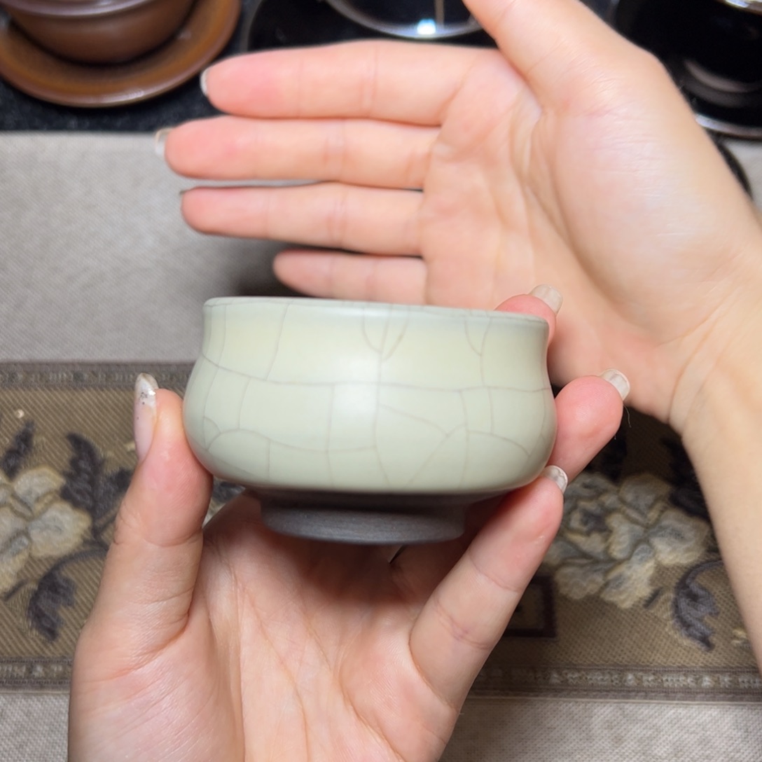 栖落的建盏盖碗好好看漂亮的茶杯一个