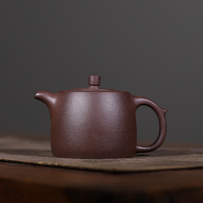 新手入门宜兴紫砂一厂老紫泥井栏壶260毫升手制纯手工