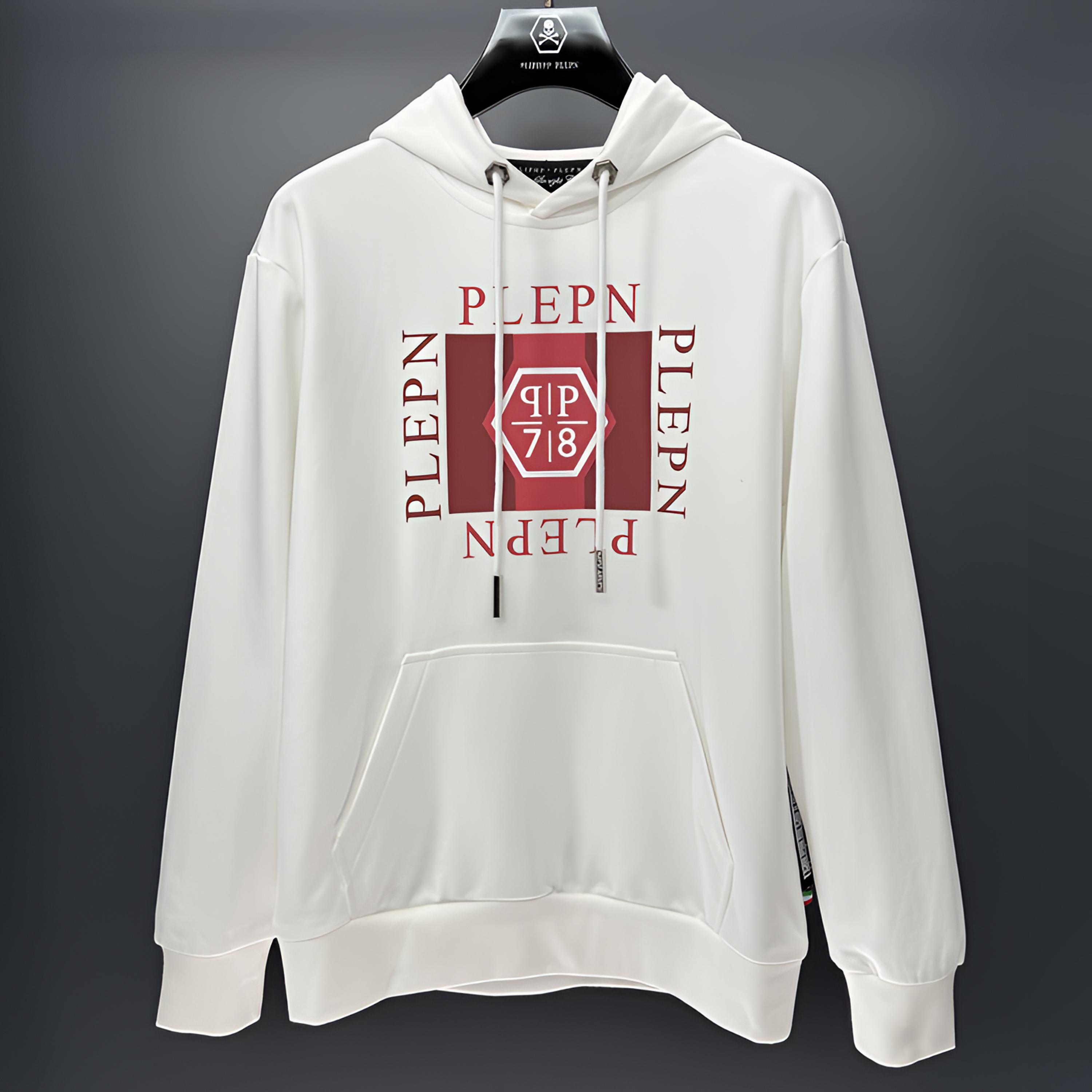 PLIPHPP PLEPN品牌经典红标高级纯白时尚百搭套头连帽秋冬卫衣