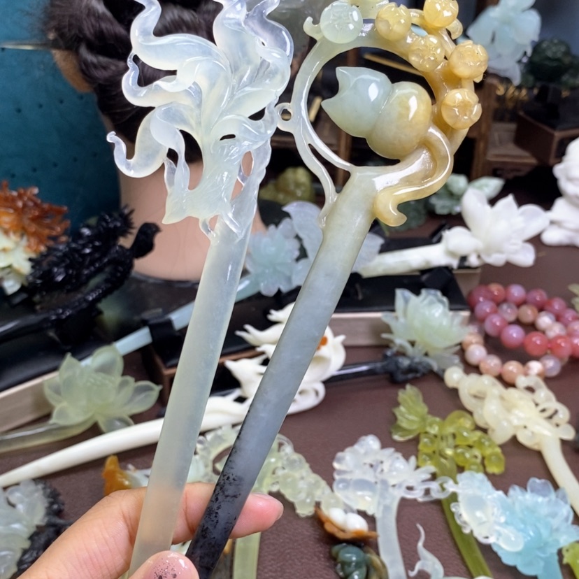 【闪购商品】蛇纹石玉未镶嵌发饰妙***猫