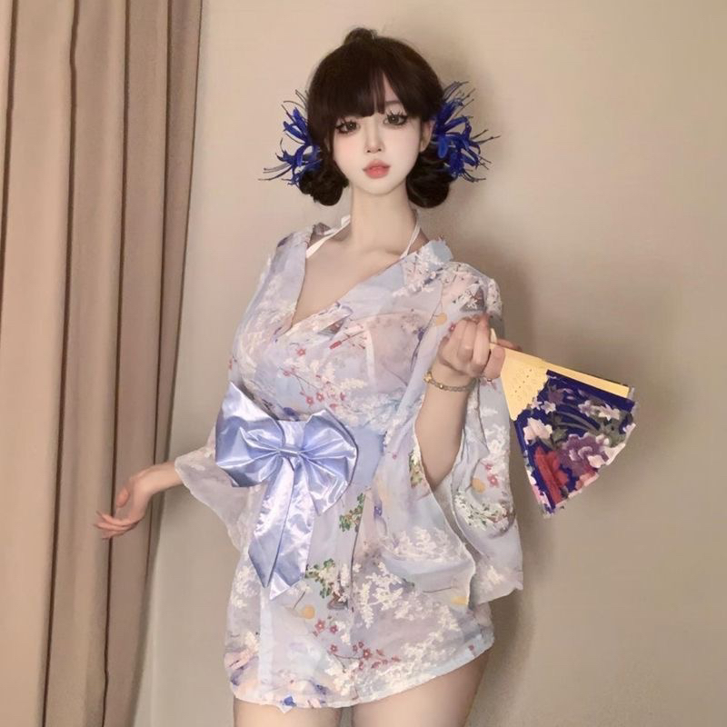 【HardSugar】日式少女深V蝴蝶结连衣裙纯欲性感显瘦甜美和服诱惑