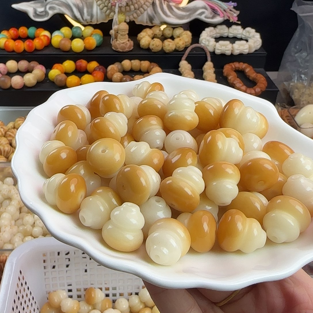 手串菩提根/象牙果瑕疵卡17炭烧渐变胖葫芦100颗批发不挑瑕疵