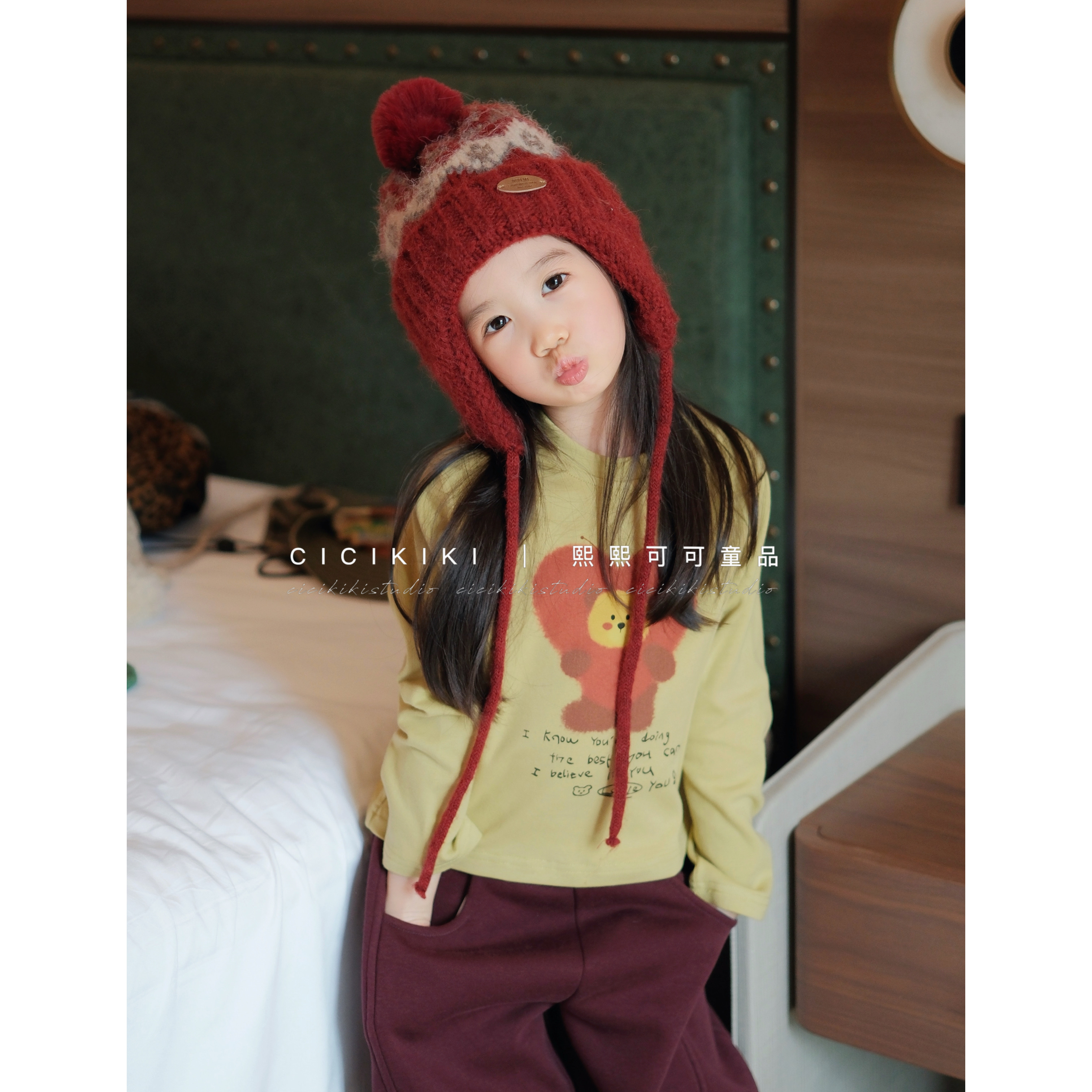 【熙熙可可】2025儿童童装秋冬圆领时尚百搭休闲上衣T恤 TX2595