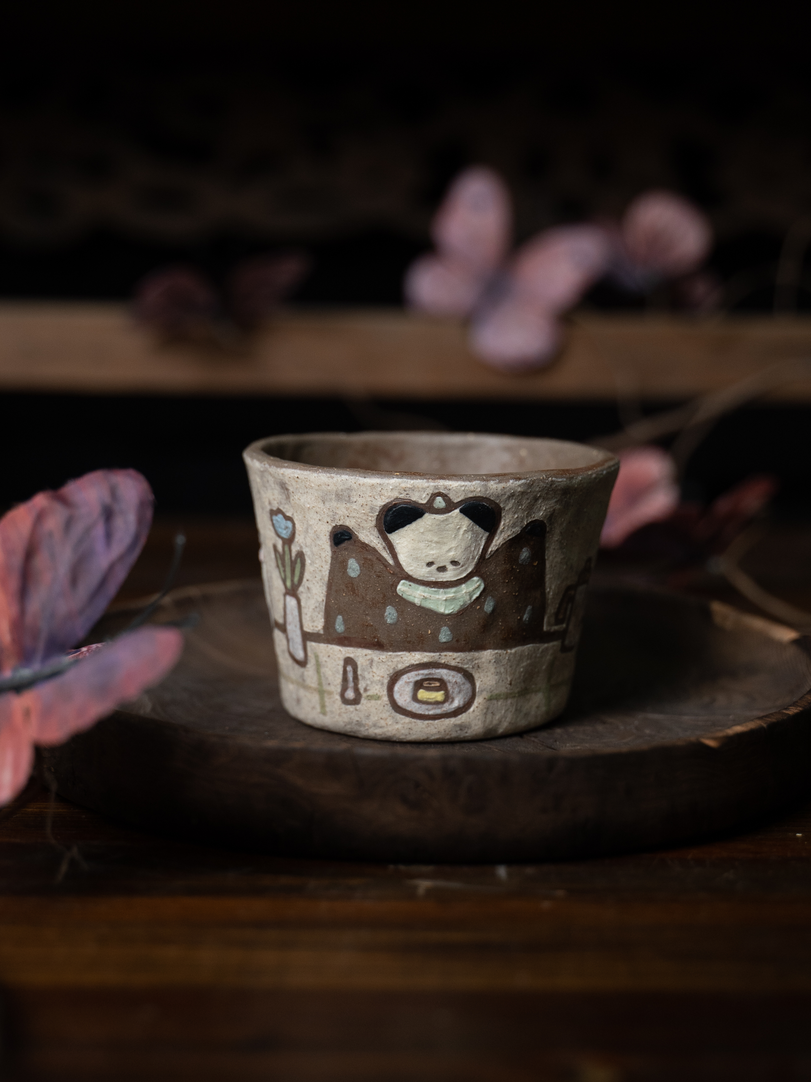 山花 | 熊猫吃布丁插画猪口杯