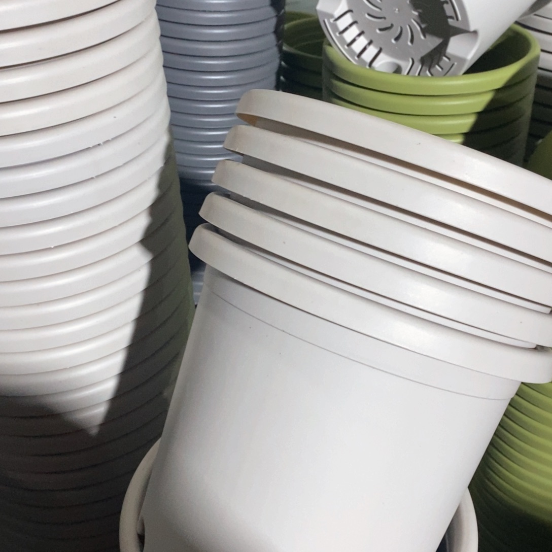 树脂四季盆4#无拖灰白微瑕8