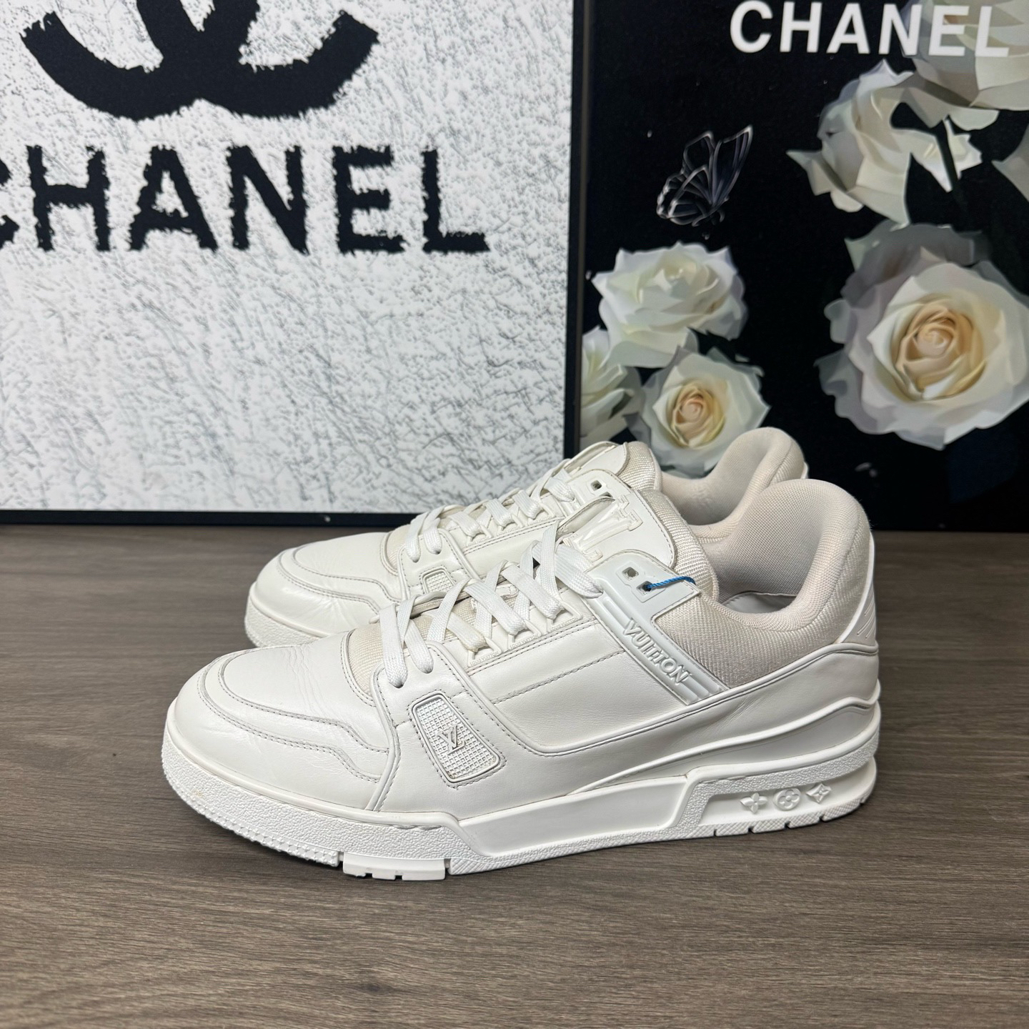 95新 LouisVuitton/路易威登 Trainer纯白板鞋43码98新公价11000