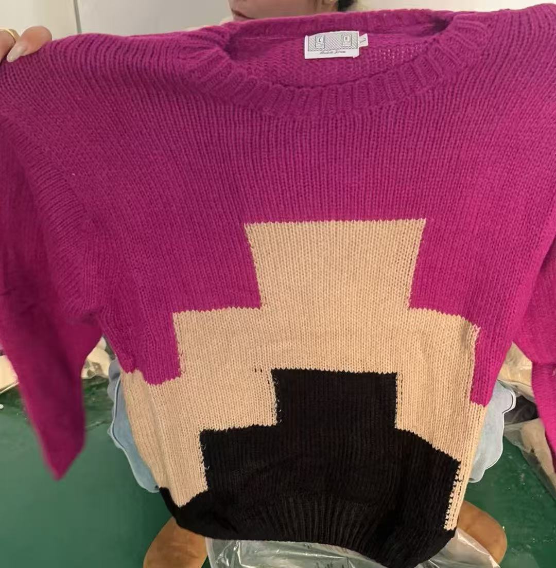 A04-针织衫拼色秋冬男女装毛针织衫常规款厚款衫针织常规打底