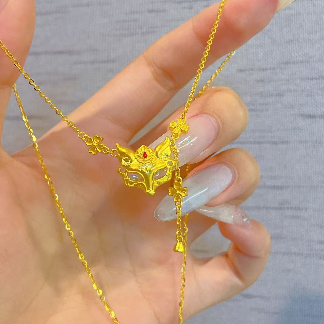 不支持七天无理由【狐狸面具黄金项链】足金999 多样性发一！