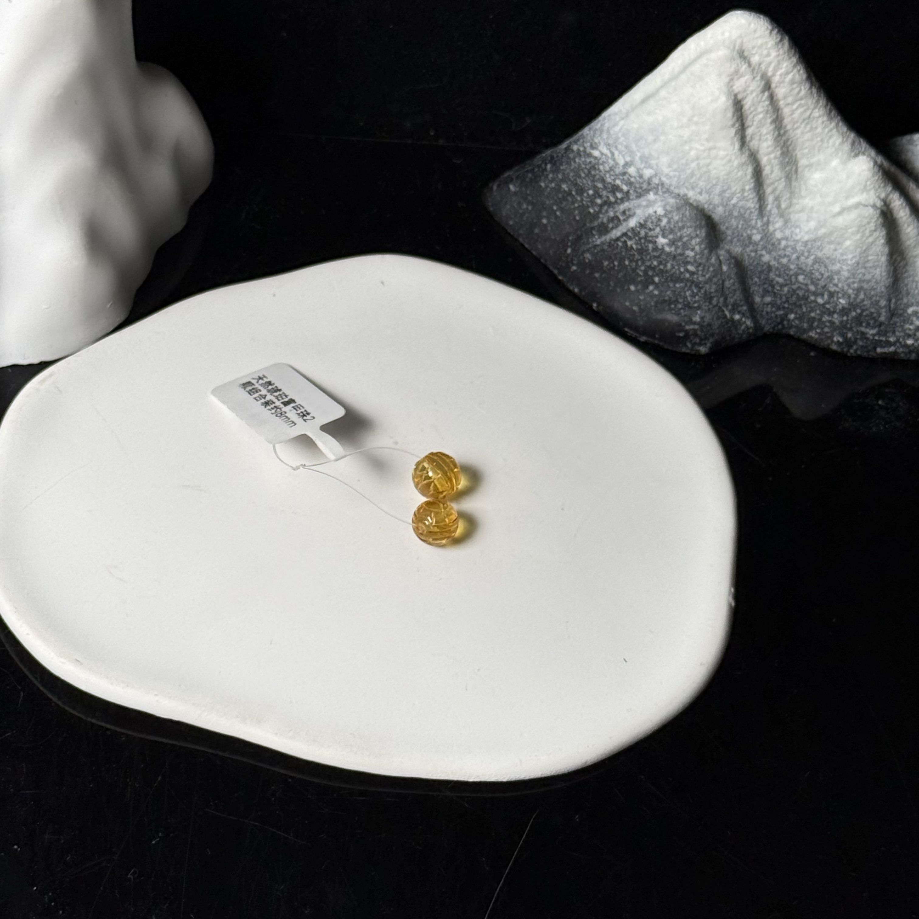 天然琥珀富甲珠2颗组合装约8mm