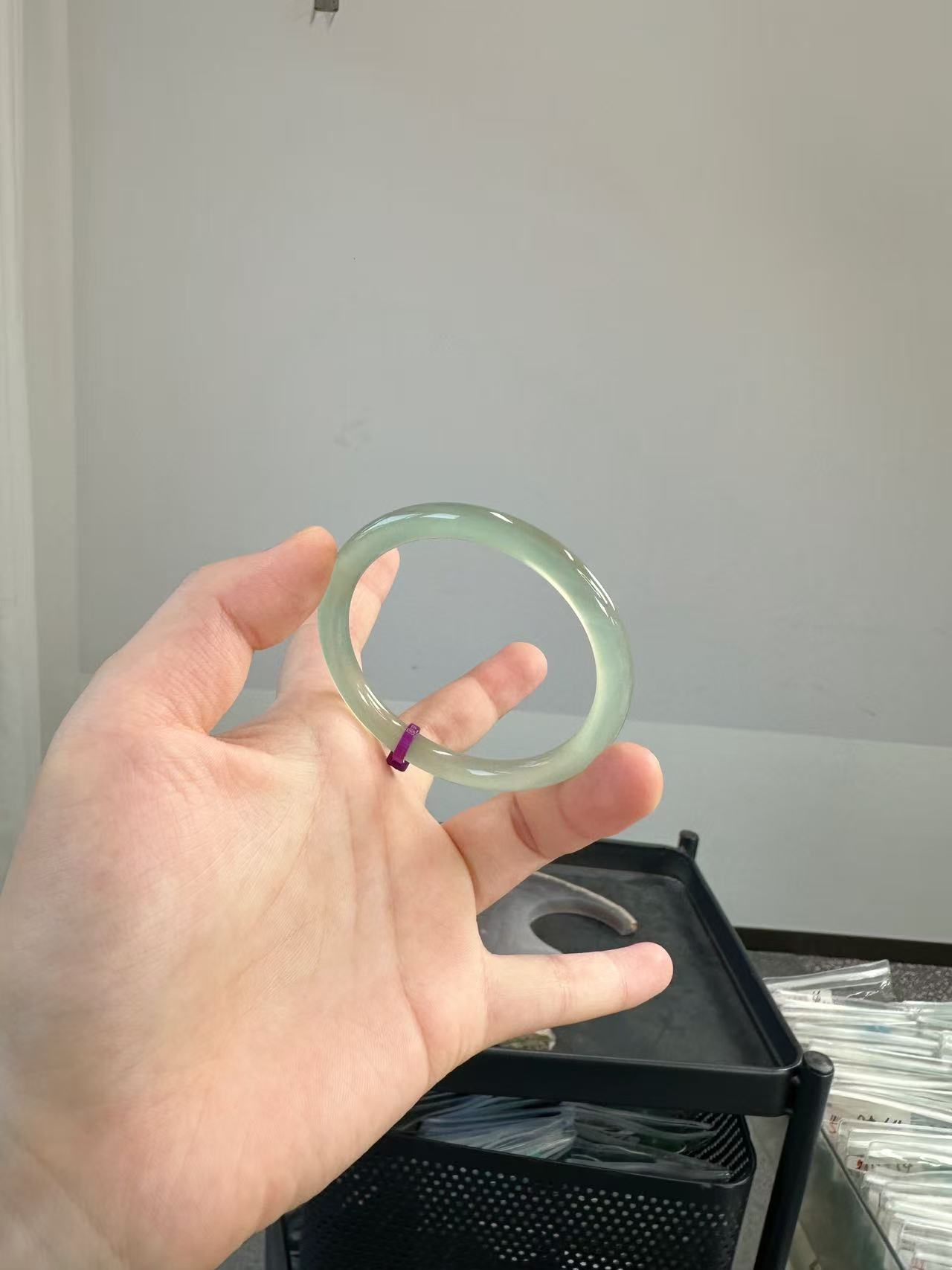 一档美人条玉髓油青卡6MM玉镯【包容天然结构介意勿拍】【一只发货】