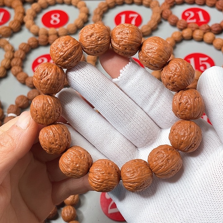 文玩核桃手串橘皮顺纹矮桩小方墩18mm