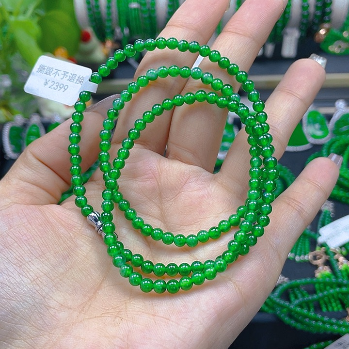 翡翠颈饰未镶嵌叉*包圆珠项链4