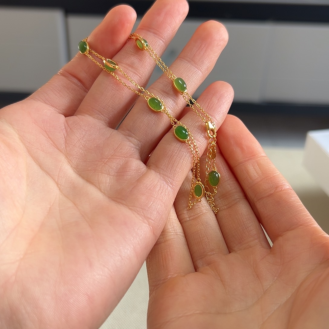 和田玉颈饰银S925镶嵌七*