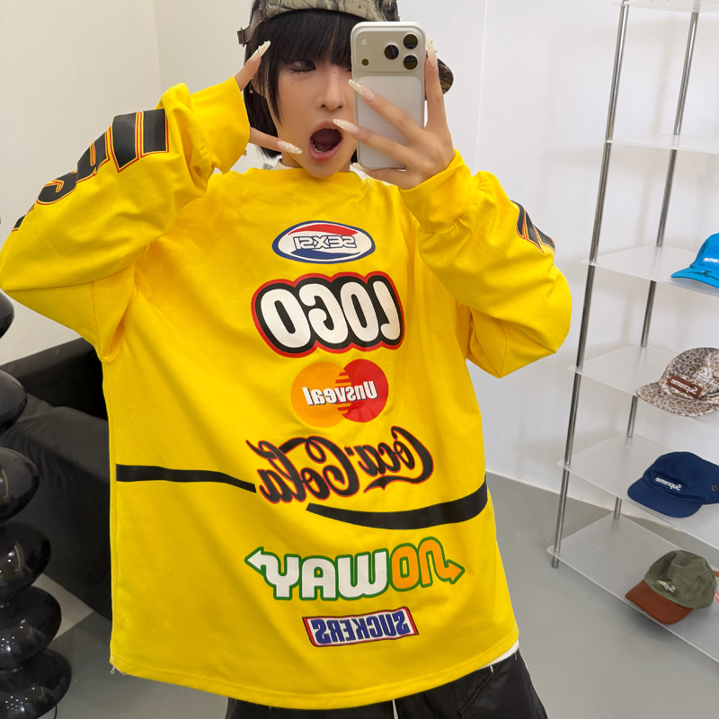 ANDLIFE品牌原创恶搞LOGO美式滑板嘻哈街舞重磅打底长袖t恤潮牌