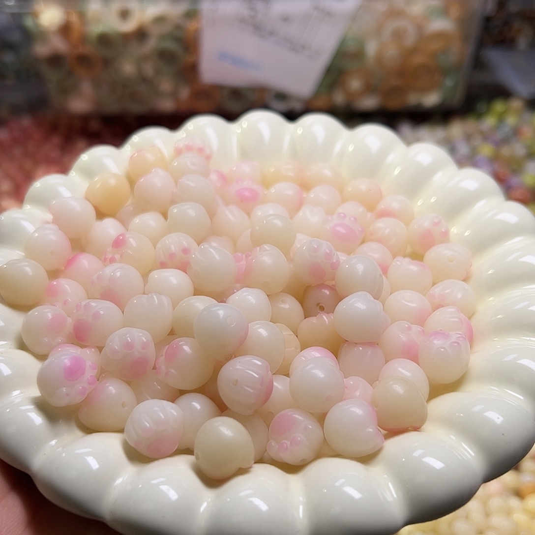 白玉菩提吊坠卡12粉猫爪22颗