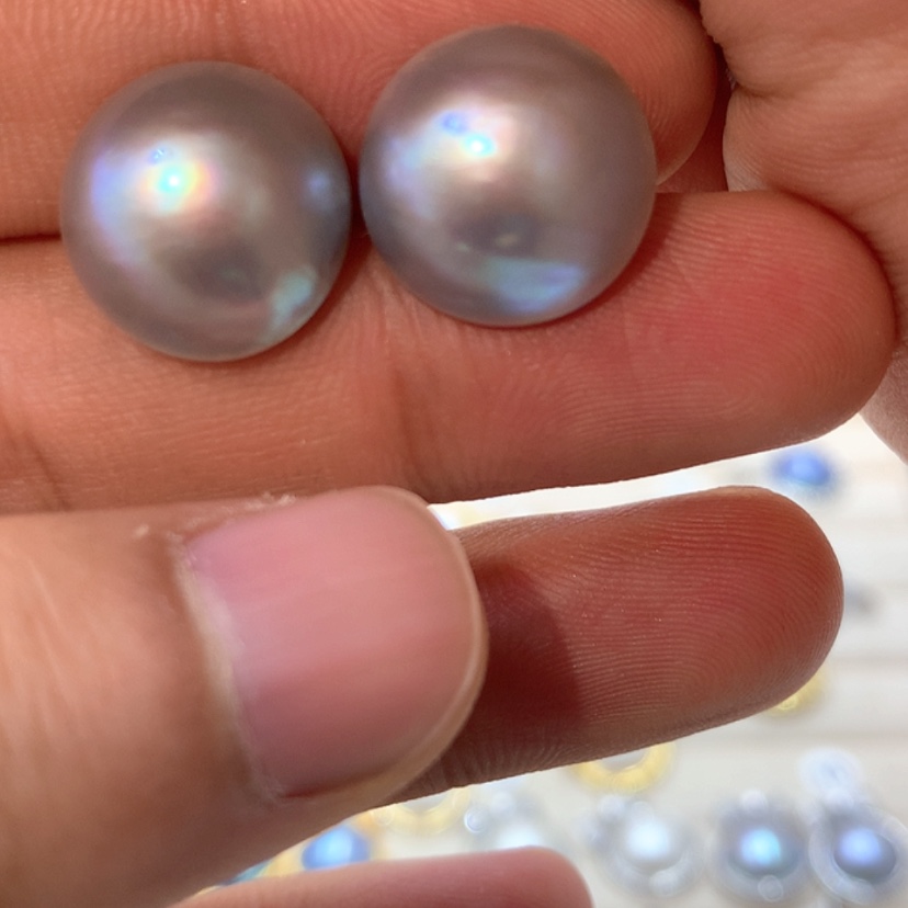 【闪购商品】耳饰拼合珍珠（马贝珠）银S925镶嵌