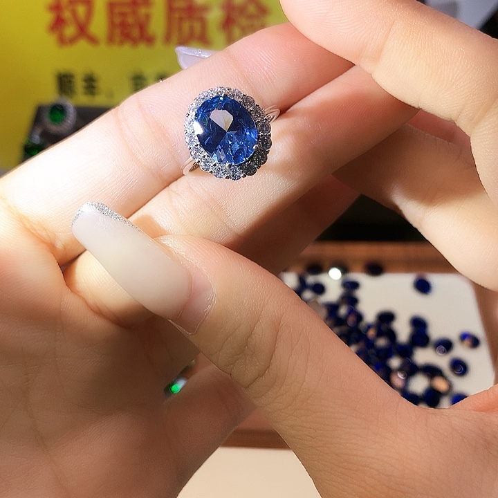海蓝宝石戒圈银S925镶嵌