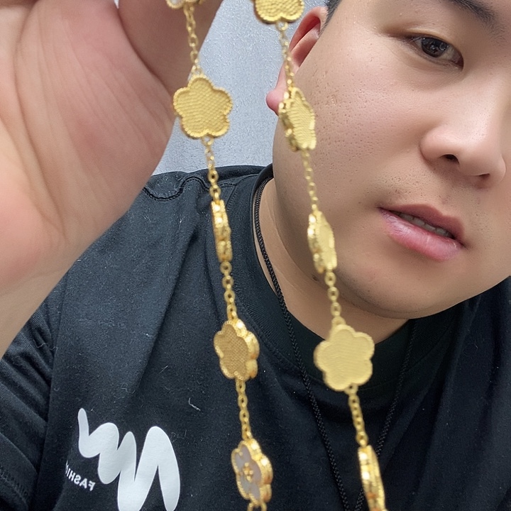 翡翠颈饰14K金镶嵌手链叶子