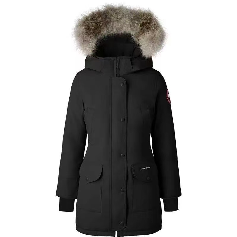 99新 CANADA GOOSE susu壹臻/黑色中长款派克羽绒服xs/37739403