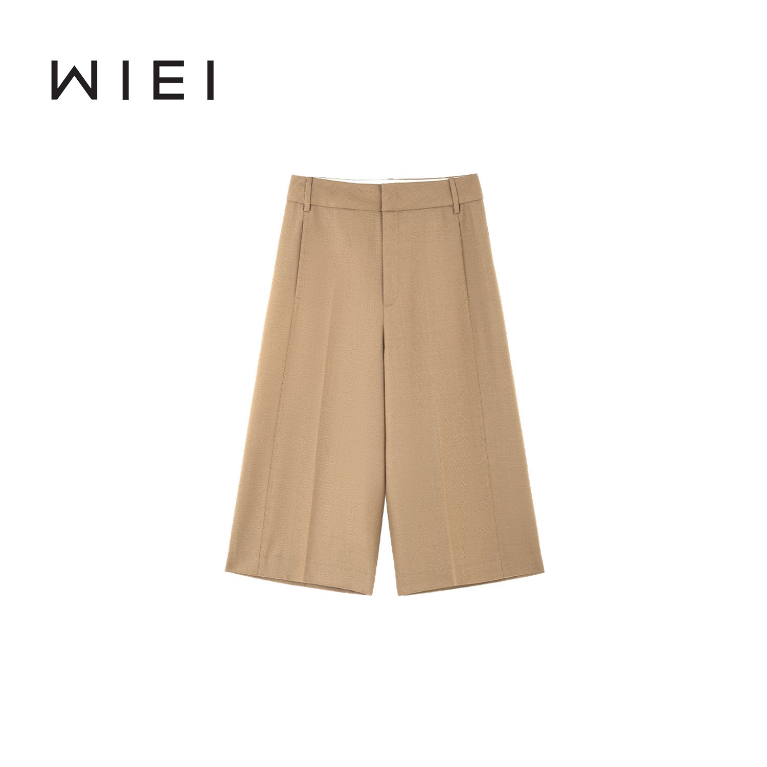 《WI EI》天丝羊毛*高智通勤感竹节风廓形显瘦直筒七分裤W25302117