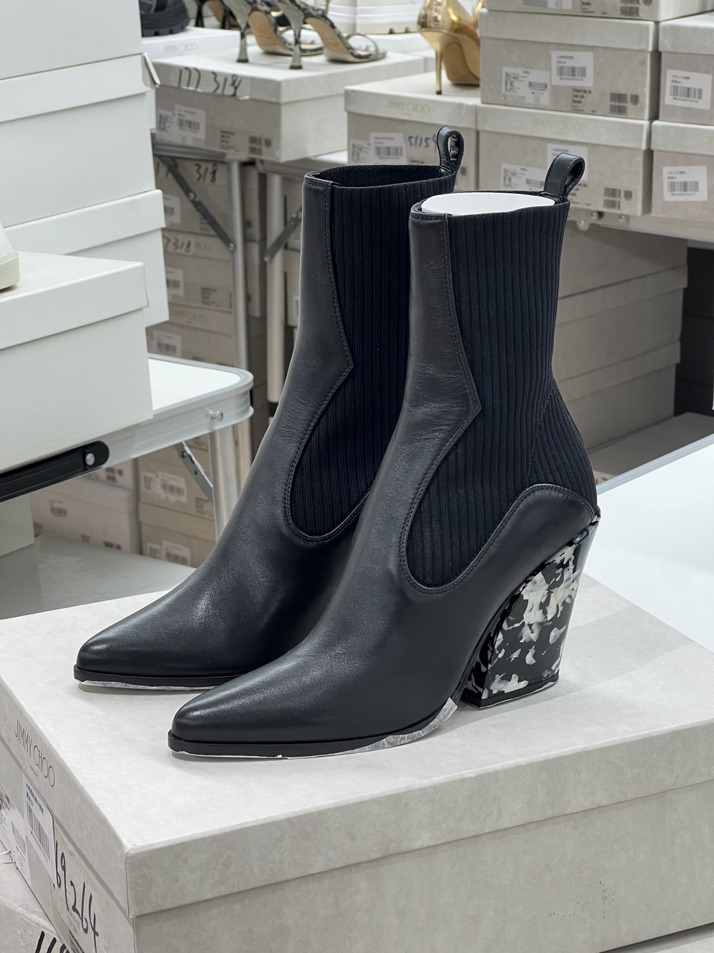 玳瑁鞋跟中筒靴JCGS00021