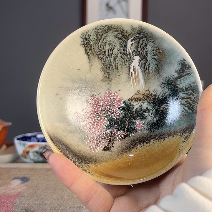 摆件景德柴烧茶杯多人