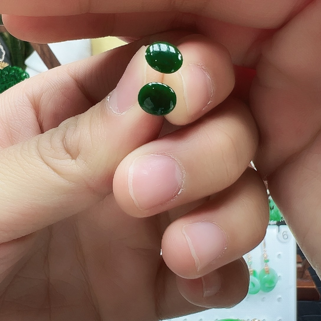 翡翠耳饰18K金镶嵌耳饰