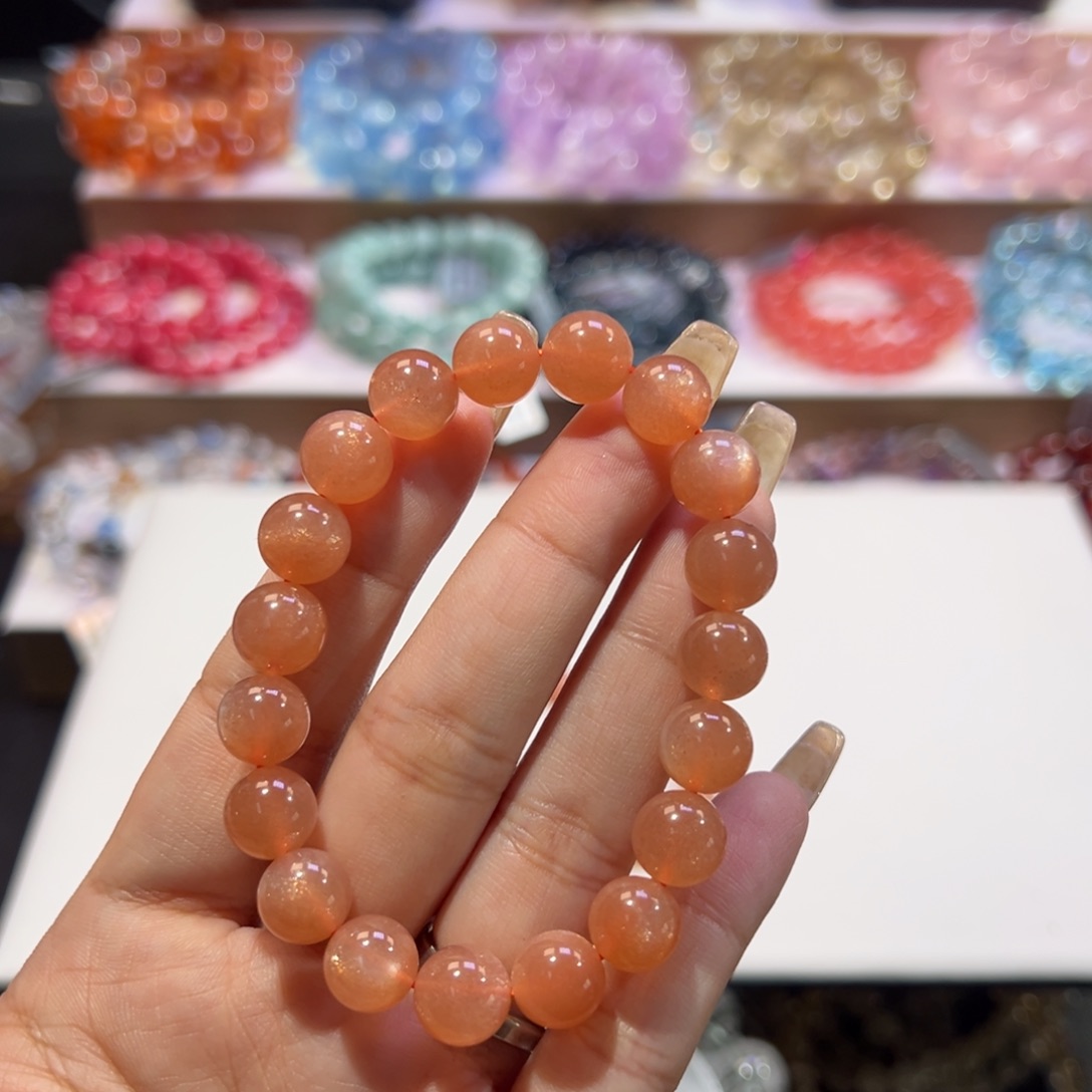 未镶嵌长石手链福利金沙橙月光9.9mm