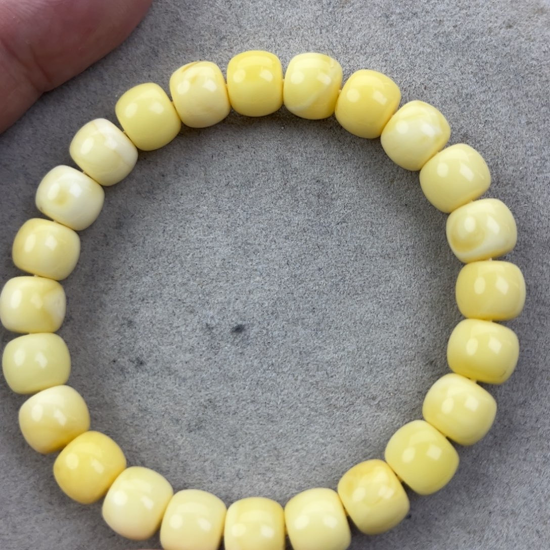 蜜蜡未镶嵌手串纯天然俄料奶白花9*8腕口16+