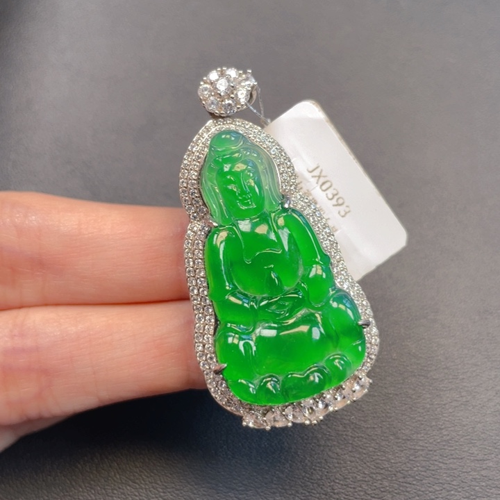 翡翠银S925镶嵌吊坠(不含链)
