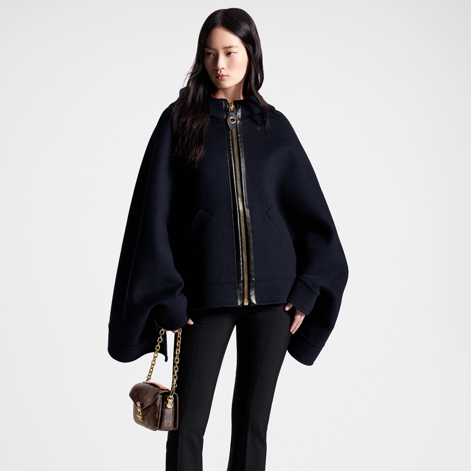 未使用 LouisVuitton/路易威登 羊毛斗篷外套 藏蓝色/38