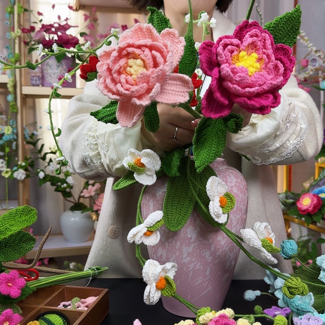 纯手工钩织钩织花束