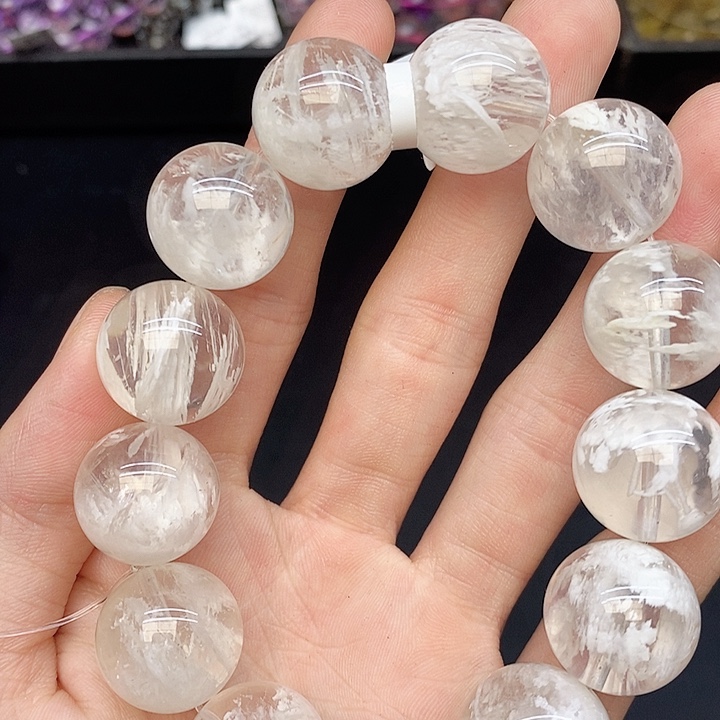 水晶手链未镶嵌38雪花幽灵18mm