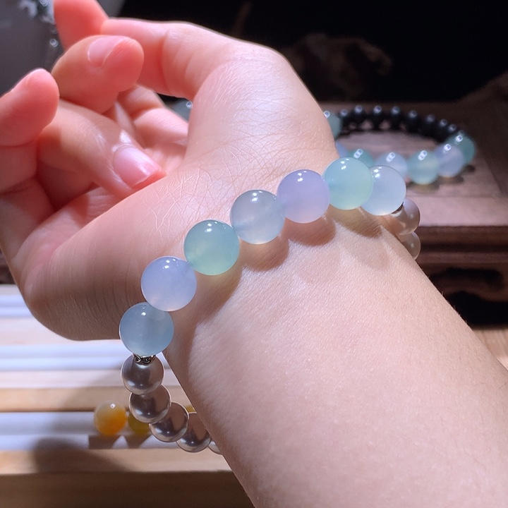 翡翠手串未镶嵌小香风马卡龙10+