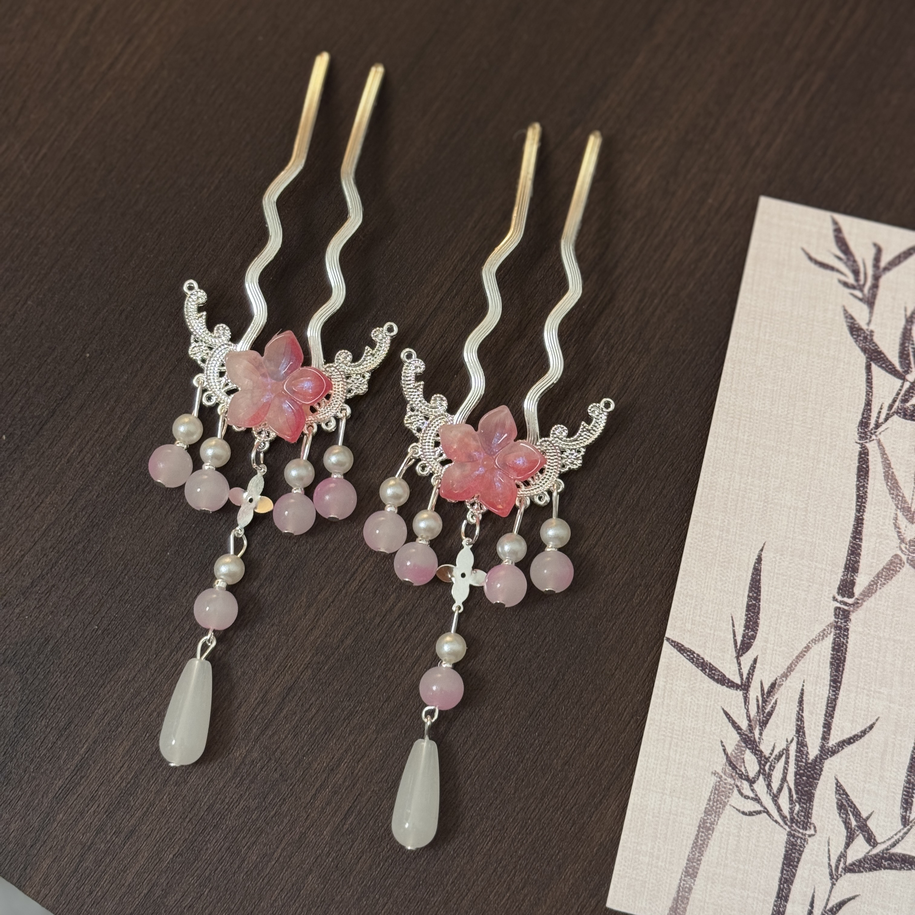 粉色【兰花故】古风汉服配饰